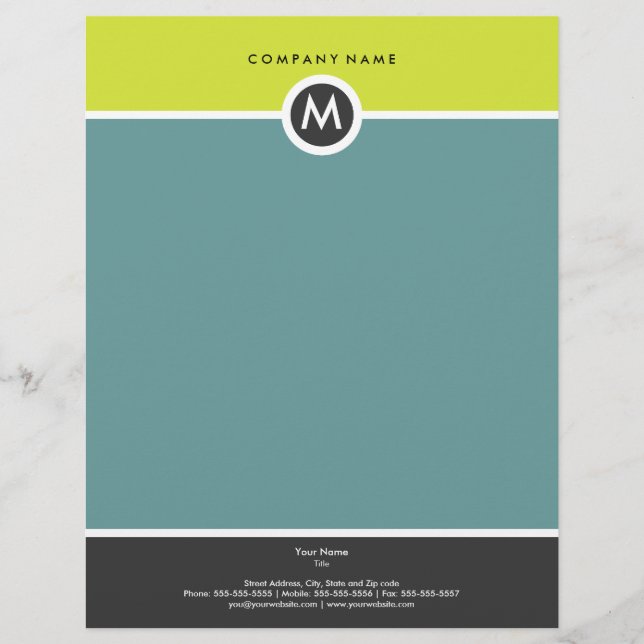 Papel Timbrado Moderno Monograma Business Letterhead (Frente)