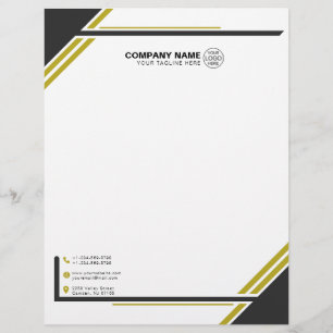 Papel Timbrado Moderno preto e Ouro Geométrico