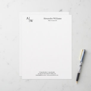Papel Timbrado Moderno Profissional 2 Monograma - Preto Minimalis