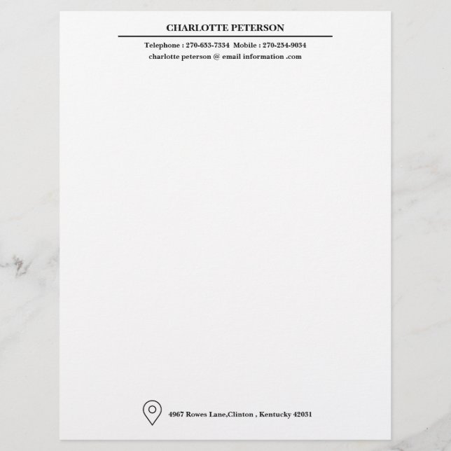 Papel Timbrado Moderno Simples Empresarial ou Pessoal  (Frente)