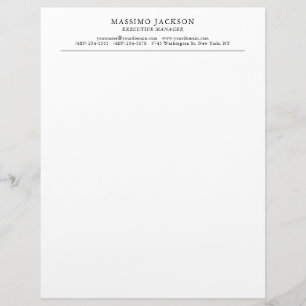 Papel Timbrado Moderno Simples Preto e Branco Profissional Tendên