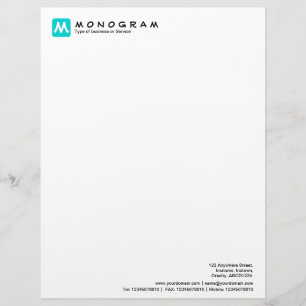 Papel Timbrado Monograma arredondado - Turquesa