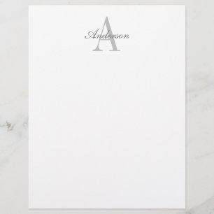 Papel Timbrado Monograma branco e Cinza elegante