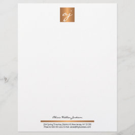 Papel Timbrado Monograma branco preto-branco-esbelto-elegante
