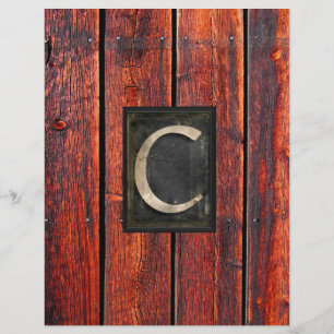 Papel Timbrado Monograma C Rustic Barnwood Marrom