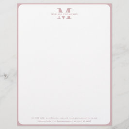 Papel Timbrado Monograma Cor-de-Rosa Cinzento Esmagado Moderno