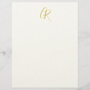 Papel Timbrado Monograma de Caligrafia Cor Dourada Moderno Simple
