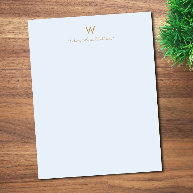Papel Timbrado Monograma de Letra Moderna em Azul e Dourado (Criador carregado)