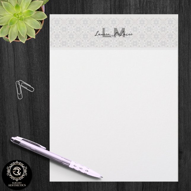 Papel Timbrado Monograma de Marca de Azulejo Espanhol Clássico (Classic Spanish Tile Monogram Branding Letterhead)