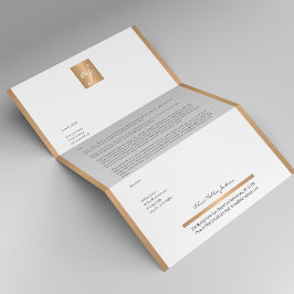 Papel Timbrado Monograma de ouro branco preto e luxo