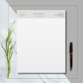 Papel Timbrado Monograma Dourado da Cinza Laurel Wreath Clássica