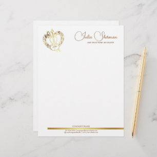 Papel Timbrado Monograma Dourado Violin Modern Script Minimalista