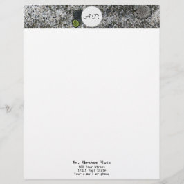 Papel Timbrado Monograma e endereço cinzentos do granito