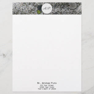 Papel Timbrado Monograma e endereço cinzentos do granito