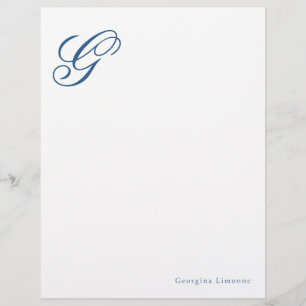 Papel Timbrado Monograma Elegante Azul Marinho