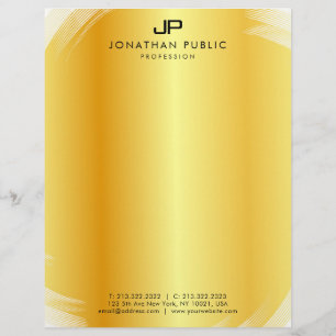 Papel Timbrado Monograma Elegante Dourado Moderno