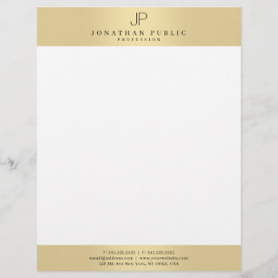 Papel Timbrado Monograma Falso Dourado Glamour Moderno Elegante T