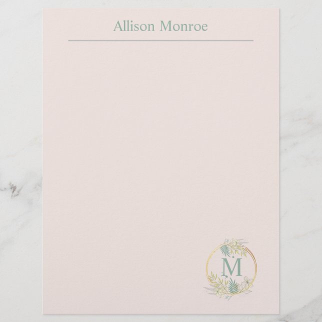 Papel Timbrado Monograma Floral (Frente)