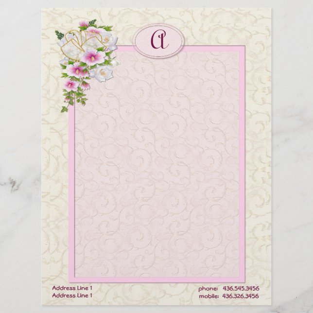 Papel Timbrado Monograma Floral - Personalizar (Frente)