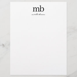 Papel Timbrado Monograma Inicial do Script de Tendência Branco Pr