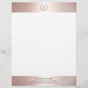 Papel Timbrado Monograma Logotipo moderno de Rosa Dourado