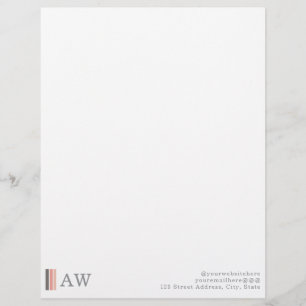 Papel Timbrado Monograma Minimalista Moderno Rosa, Cinza e Areia 