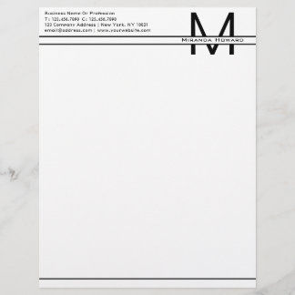 Papel Timbrado Monograma Mínimo Branco Simples - Cabeça Escrita