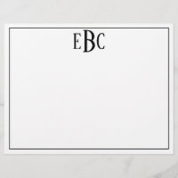 Monograma Moderno Clássico Preto e Branco W/Atrib