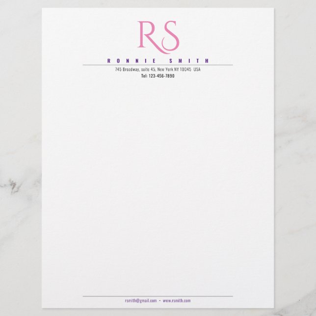 Papel Timbrado Monograma Moderno Letterhead (Frente)