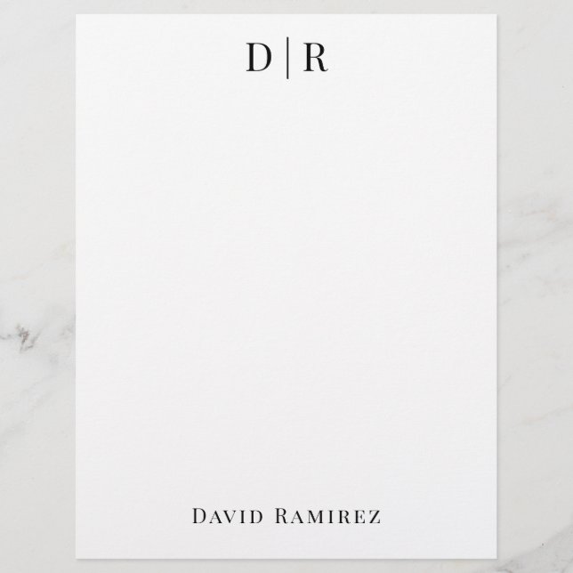 Papel Timbrado Monograma personalizado Adicionar seu próprio nome (Frente)