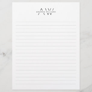 Papel Timbrado Monograma Personalizado Preto e Branco Elegante