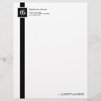 Papel Timbrado Monograma preto & branco profissional da listra