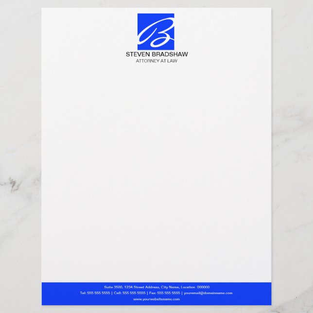 Papel Timbrado Monograma Profissional Azul (Frente)