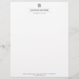 Papel Timbrado Monograma profissional Cinza Escura em Branco