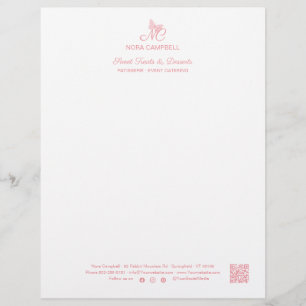 Papel Timbrado Monograma Profissional Código QR Instagrar Pêssego