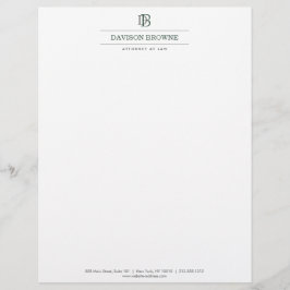Papel Timbrado Monograma profissional verde em branco