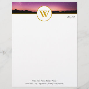 Papel Timbrado Monograma Sunset Elegante Personalizável
