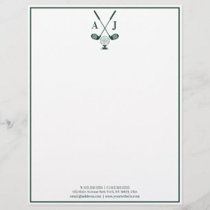 Papel Timbrado Monograma Verde Esmeralda de Golfe