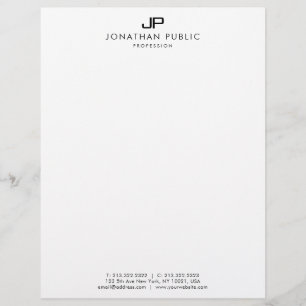 Papel Timbrado Monogrammed branco preto elegante da empresa de