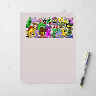 Papel Timbrado Monstros - Caracteres Bonitos Padrão de Halloween