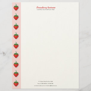 Papel Timbrado Morango Vermelho doce - texto e endereço personal