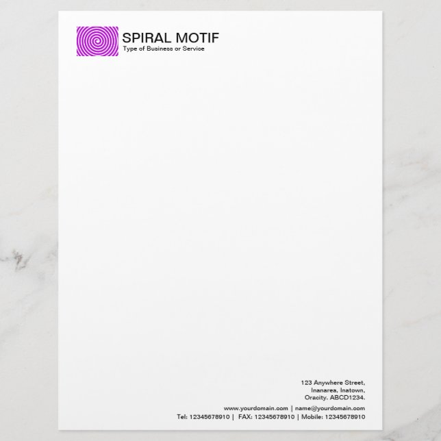 Papel Timbrado Motivo Espiral - Roxo (Frente)