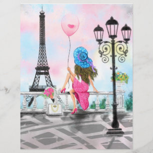 Papel Timbrado Mulher Em Paris Eiffel Tower Letterhead
