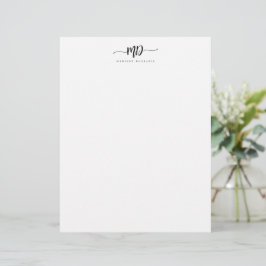 Papel Timbrado Na moda de Script de Pincel Monograma Personalizad