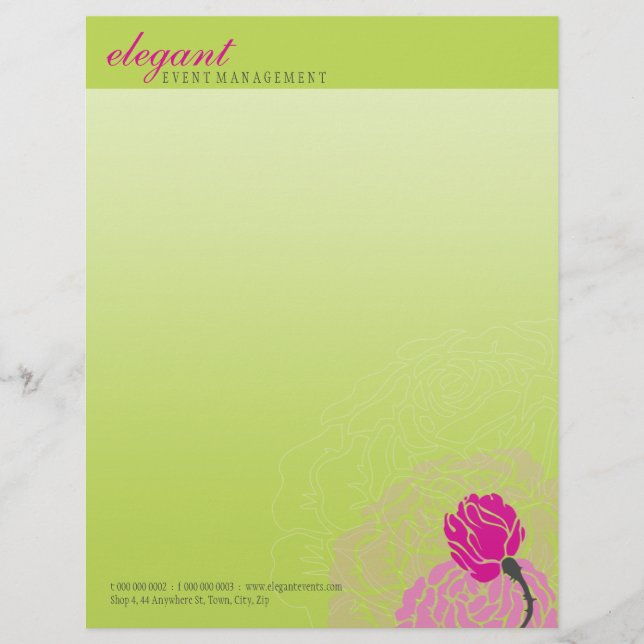 Papel Timbrado NA MODA FLORAL LETTERHEAD: elegante rosa 6 (Frente)