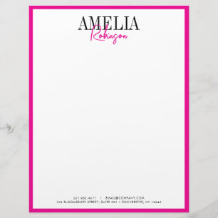 Papel Timbrado Na moda Letreiro-cabeça-de-chic-rosa-preto