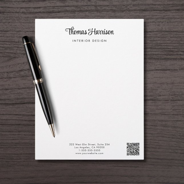 Papel Timbrado Na moda Signature Script QR Code Business (Criador carregado)