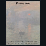 Papel Timbrado Nascer do sol por Claude Monet, arte da impressão<br><div class="desc">A impressão, nascer do sol (1872) por Claude Monet é uma pintura náutica das belas artes do impressionismo do vintage. A posição dos olhares do sol como ela podia igualmente ser um por do sol. Um seascape marítimo no porto de Le Havre, France com diversos barcos no primeiro plano no...</div>