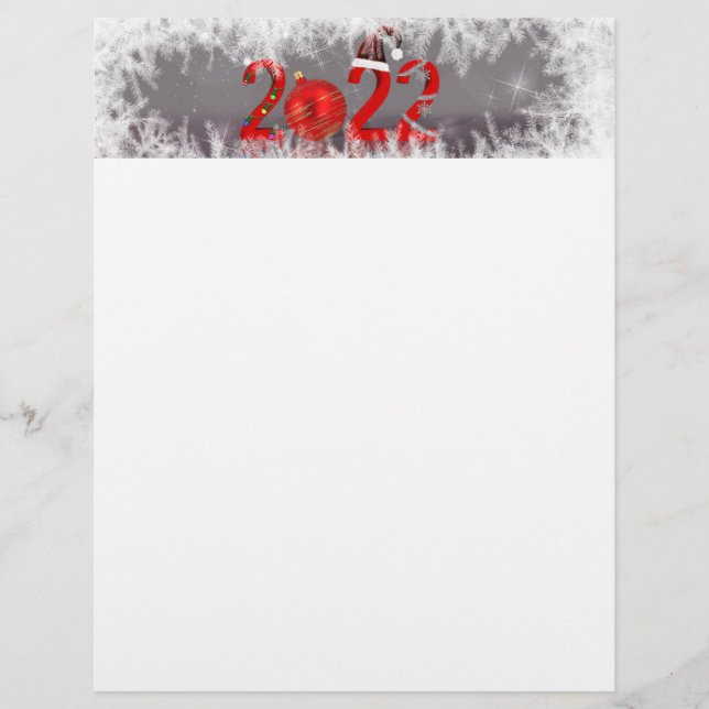 Papel Timbrado Natal Festivo Vermelho Feliz Ano Novo 2022 (Frente)