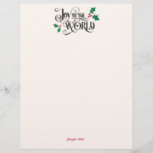 Papel Timbrado Natividade no verso Joy To The World w Signature